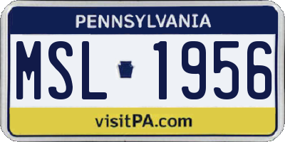 PA license plate MSL1956