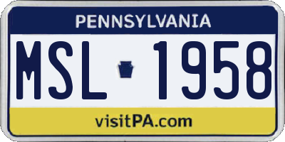 PA license plate MSL1958