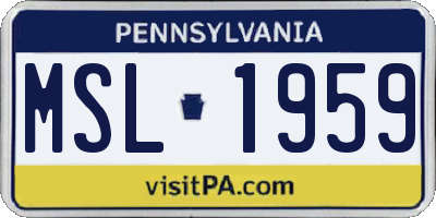 PA license plate MSL1959