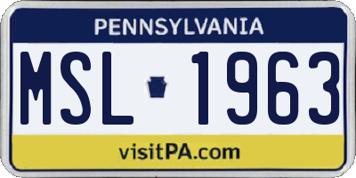 PA license plate MSL1963
