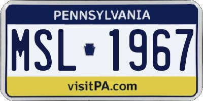 PA license plate MSL1967
