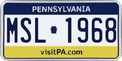 PA license plate MSL1968