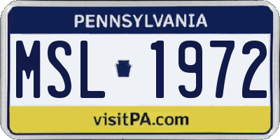 PA license plate MSL1972