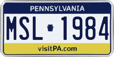 PA license plate MSL1984