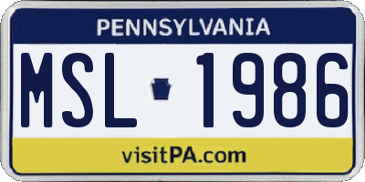 PA license plate MSL1986