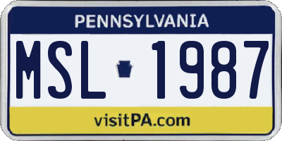 PA license plate MSL1987