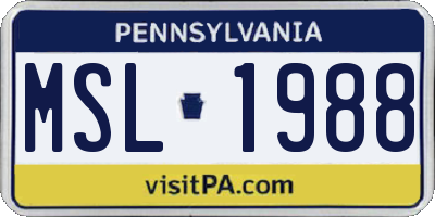 PA license plate MSL1988