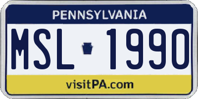PA license plate MSL1990