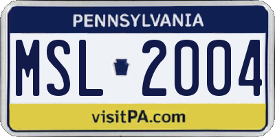 PA license plate MSL2004