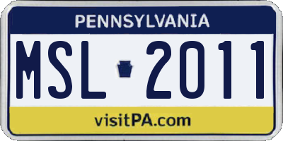 PA license plate MSL2011