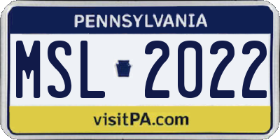 PA license plate MSL2022