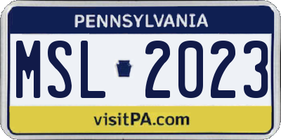 PA license plate MSL2023