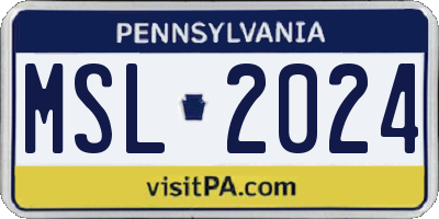 PA license plate MSL2024