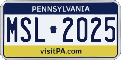 PA license plate MSL2025