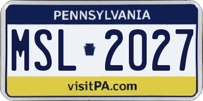 PA license plate MSL2027
