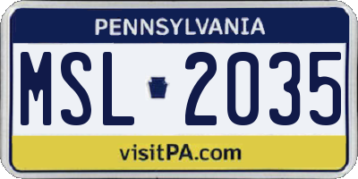 PA license plate MSL2035