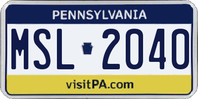 PA license plate MSL2040