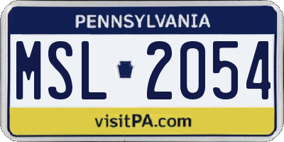 PA license plate MSL2054