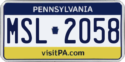 PA license plate MSL2058