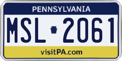 PA license plate MSL2061