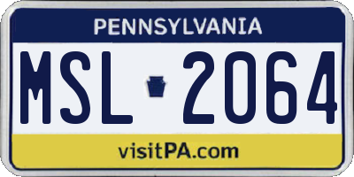 PA license plate MSL2064