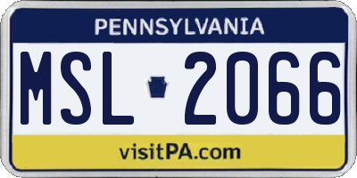 PA license plate MSL2066