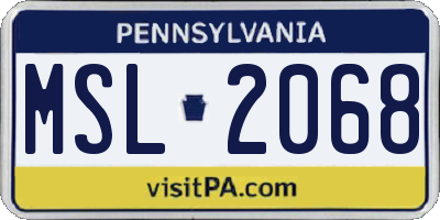 PA license plate MSL2068