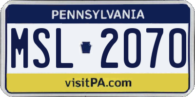 PA license plate MSL2070