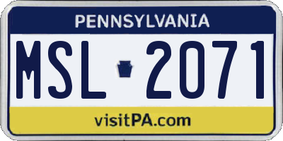 PA license plate MSL2071