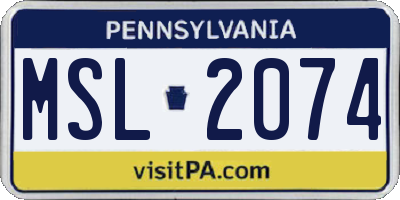 PA license plate MSL2074