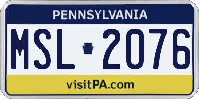 PA license plate MSL2076