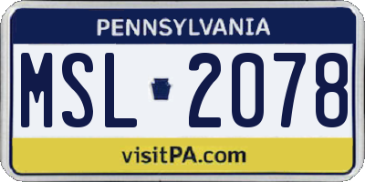 PA license plate MSL2078