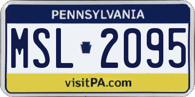 PA license plate MSL2095