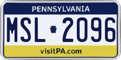 PA license plate MSL2096