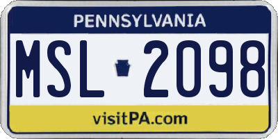 PA license plate MSL2098