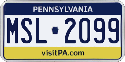 PA license plate MSL2099