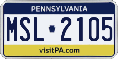 PA license plate MSL2105
