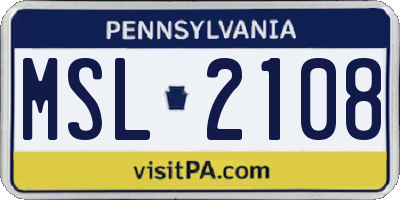 PA license plate MSL2108
