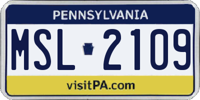 PA license plate MSL2109