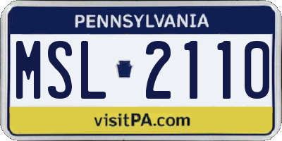 PA license plate MSL2110