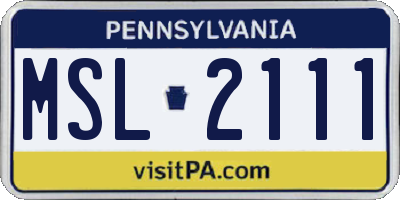 PA license plate MSL2111
