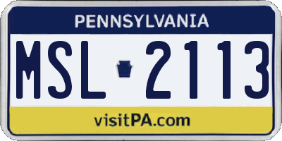 PA license plate MSL2113
