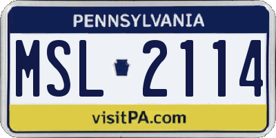 PA license plate MSL2114