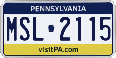 PA license plate MSL2115