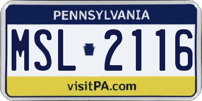 PA license plate MSL2116