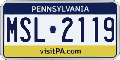 PA license plate MSL2119