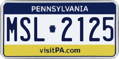 PA license plate MSL2125