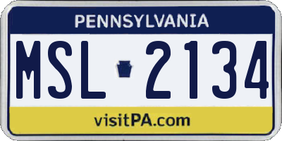 PA license plate MSL2134
