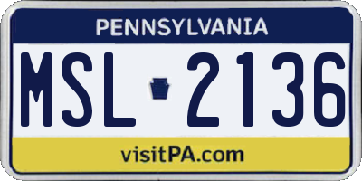 PA license plate MSL2136