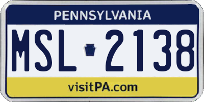 PA license plate MSL2138